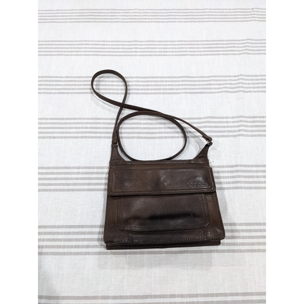Vintage Fossil Brown Crossbody Bag Built In Wallet